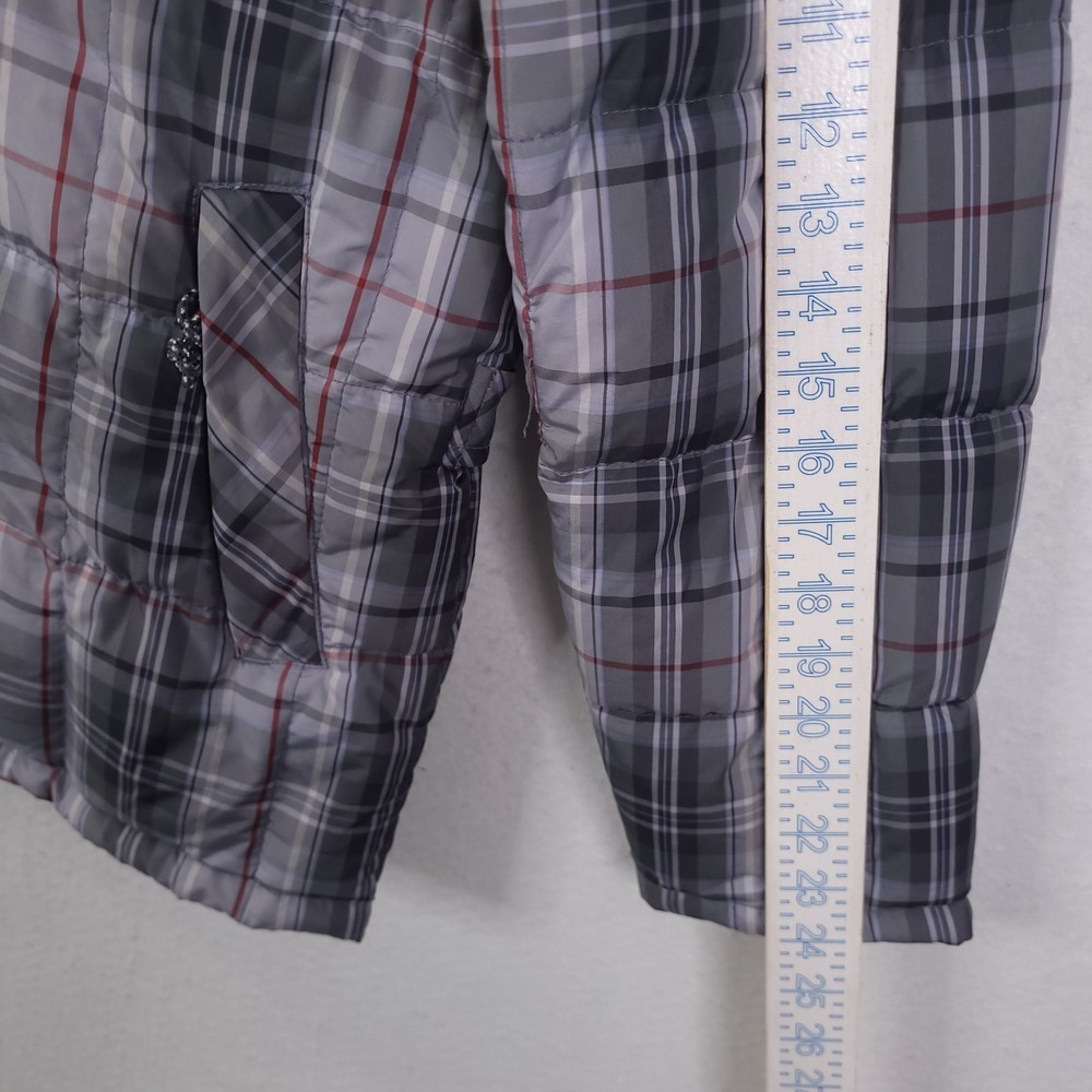 Vintage Eddie Weatheredge Bauer Goose Down Puffer Jacket Women Small Gray Plaid - Picture 10 of 15